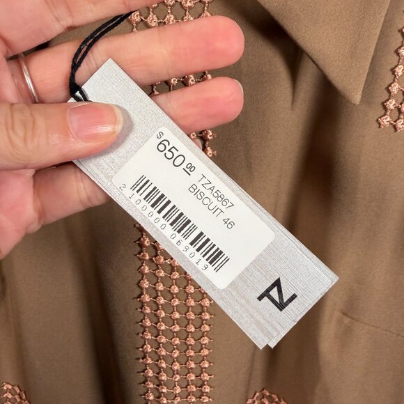 Tiziano Zorzan Shirt Dress Size IT 46 US 10 Brown Midi Classic Sleeveless Collar - Picture 7 of 12